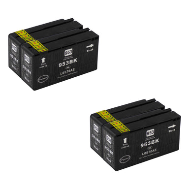Premium Compatible HP 953XL (L0S70AE) High Capacity Black Ink Cartridge Four Pack